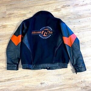 Brandt Saxon Leather Letterman Varsity Wool Leather Sleeve/Collar Jacket Sz XXL